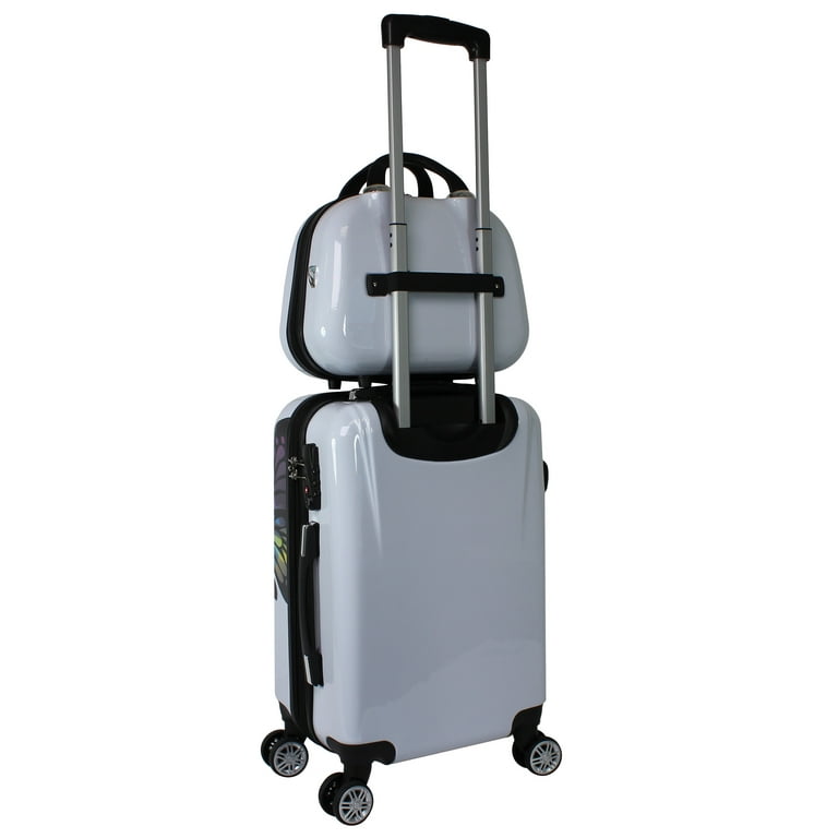 World Traveler 4-Piece Hardside Upright Spinner Luggage Set Butterfly